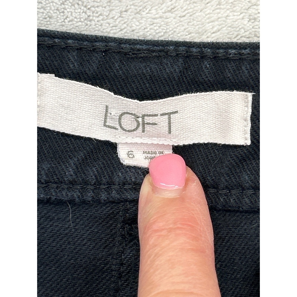 LOFT Shorts Women 6 Black The Palmer Utility Cotton Stretch Patch Pocket - Picture 4 of 8